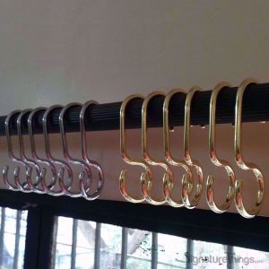 S Shape Brass Curtain Rings Set of 12